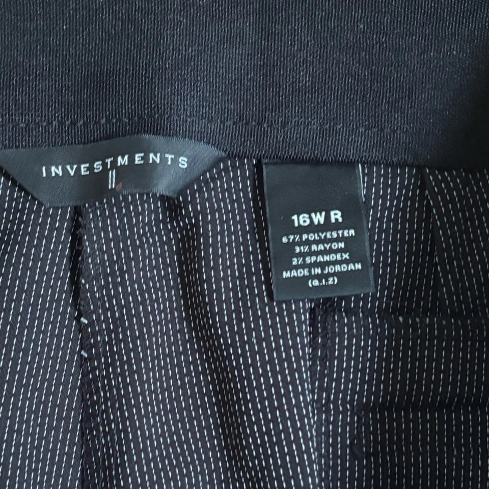 Investments II Women’s Plus Size Black Dress Pants w/ White Polka Dots-size 16W - Image 4 of 4