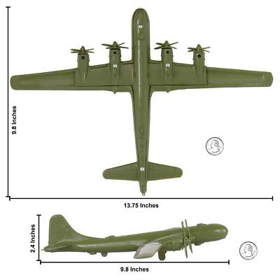 TimMee Processed Plastic WW2 B-29 Superfortress Green Bomber Plane