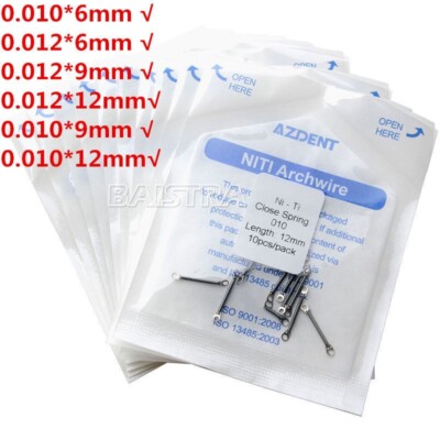 10PCS/Pack Dental Orthodontic 0.010X6mm 9mm 12mm Size Closed