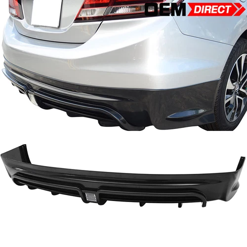 Fits 12-15 Honda Civic Sedan Mugen RR Style Rear Bumper Diffuser w/ LED Brake