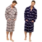 Mens Gown Robe Luxury Coral Fleece Shawl Collar Soft Dressing Night/Lounge Wear
