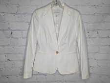Banana Republic Women's White Single Button Pocket Cotton Lined Blazer Size 0