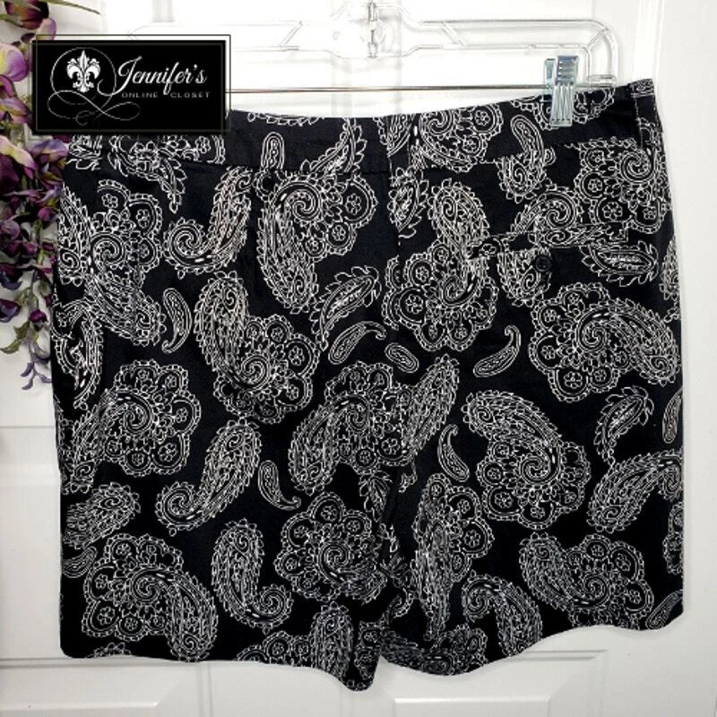 Pantalones Cortos Jones New York Negro Blanco Elástico Paisley Talla 10 Foto 4 de 4