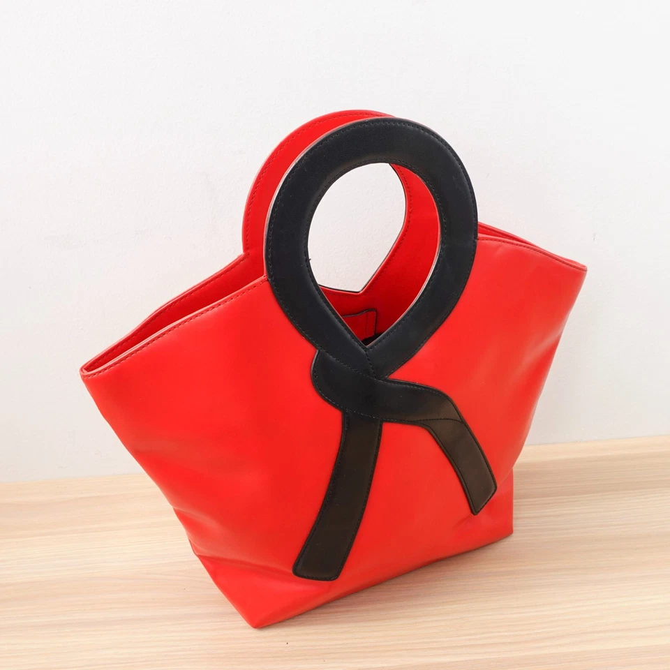 Bolso Cubo Rojo Cuero Lujo Formal Noche Fiesta ROBERTA CAMERINO ITALIA Foto 4 de 4