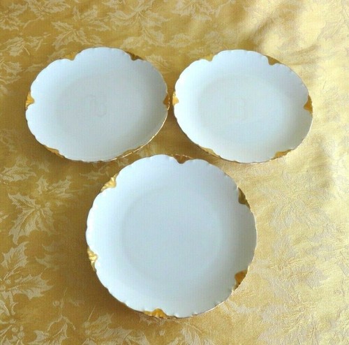 Set of 3 Vintage Rosenthal Baravia Monogram Scalloped 6.75" Plates Artist Signed