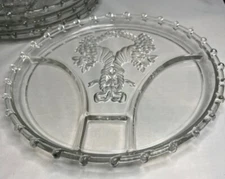 Set of Four Vintage Walther Jeanette Cornucopia Divided 11'' Heavy Glass Plates