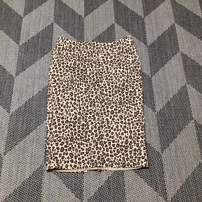 H&M Leopard Print  Pencil Straight Lined Back Slit Skirt 12 