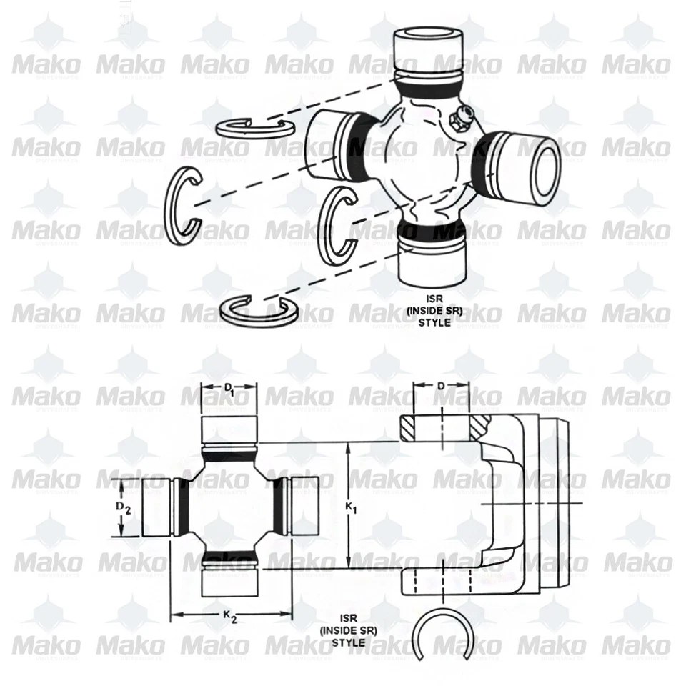 Juego de dos juntas universales de eje Spicer 5-7166X Jeep Wrangler 2007-2020 Foto 2 de 3