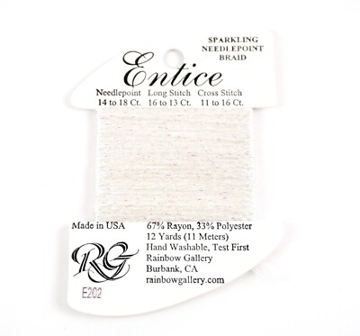 ENTICE Braid #E202 ''SNOW WHITE'' Needlepoint Stitching Thread by Rainbow Gallery