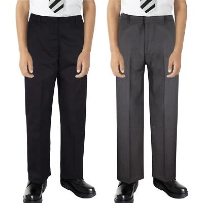Kids Boys Pants Plain School Uniform Pull Up Regular Fit Elasticated Trouser - Image 1 of 2