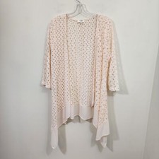 Umgee crochet 3/4 sleeve with sheer trim kimono / cardigan woman's size medium