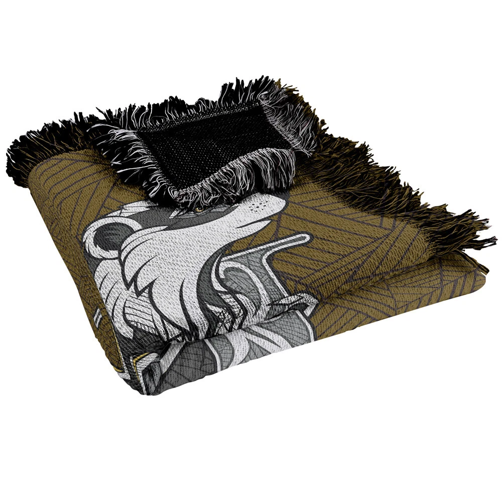 Harry Potter Blanket, 50"x60" Line Style Hufflepuff Woven Blend Throw