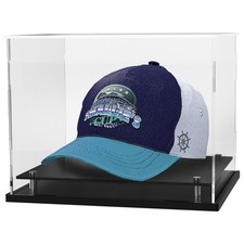 Acrylic Hat Display Case Clear Baseball Cap Helmet Stand with Metal Base NEW