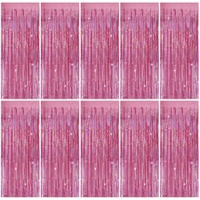 Tinsel Curtain Party Backdrop Pink 10 Packs Glitter Foil Fringe Photo Streamers