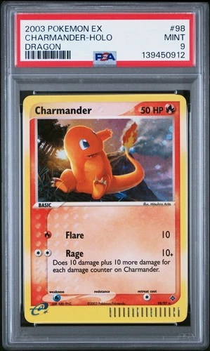 2003 POKEMON EX DRAGON #98 CHARMANDER-HOLO PSA 9