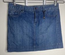 Tommy Hilfiger Denim Mini Skirt Y2K Blue Jean Skirt Charm Detail Cotton Y2K Prep