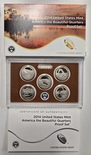 2014 America the Beautiful ATB Clad Proof Quarter 5 Coin Set w/ OGP & COA