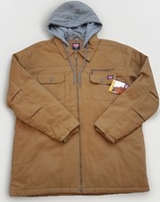 Wrangler men's canvas hooded work jacket XL Brown quilted lining