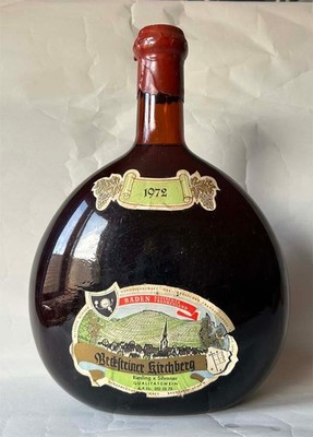 alter großer 3 Liter Bocksbeutel Weinflasche 1972 Becksteiner Kirchberg Baden