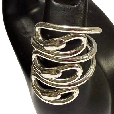 Unique Artistic Design Silver Tone Wire Wrap Swirl Coil Ring Sz 8