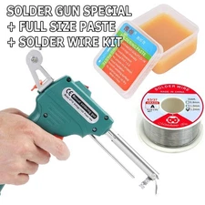 60W Soldering Iron Gun Kit Adjustable Temperature Welding Solder Wire Flux Paste
