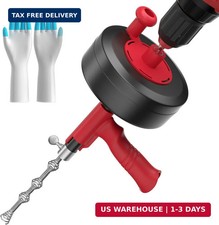 Drain Snake, Plumbing Snake With Drill Adapter, 35ft Heavy Duty Flexible Sink St