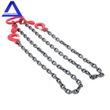Lifting Chain Sling 3/8" × 6' Double Leg w/ Grab Hook 11000 lbs Capacity G80