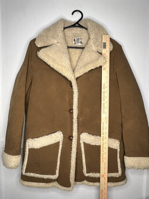 #ad Vintage 1970S FINGERHUT FASHION Faux Suede SHERPA JACKET Coat Sz 18 Boho Womens $85.00