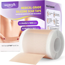 Silicone Scar Sheets Scar Tape for Surgical Scars 1.6"X 60" Roll-1.5M Reusab