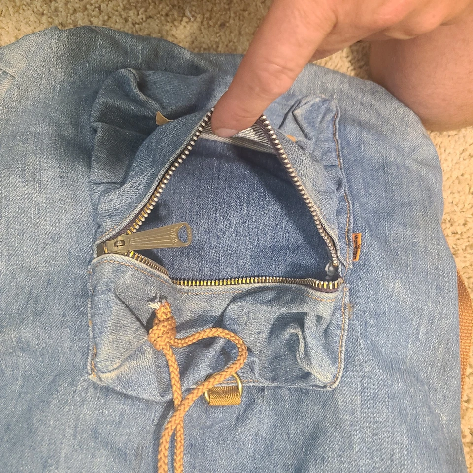 Bolso de Hombro Mochila Jeans Denim Levi’s Vintage Naranja Tab Años 60 San Fran Foto 4 de 4