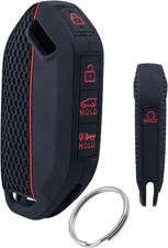 Smart Key Fob Cover for 2023 2024 2025 Key Fob 5 Buttons- Black with Red