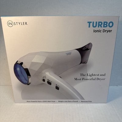 InStyler Turbo Ionic Hair Dryer in White 2000 watts Dries 2x Faster