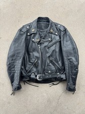 Vintage Harley Davidson Black Leather Motorcycle Jacket Made In USA Size XL 44