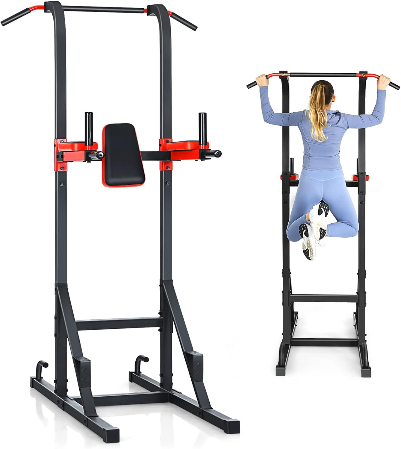 Power Tower Dip Station Pull Up Bar Push Up Stand Home Gym Fitness Strength Unit