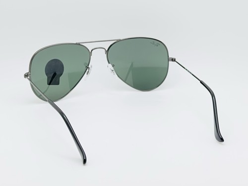 Ray-Ban RB3026 Aviator 62mm Metal Sunglasses - Gunmetal Frame Green G-15 Lens - Picture 6 of 7