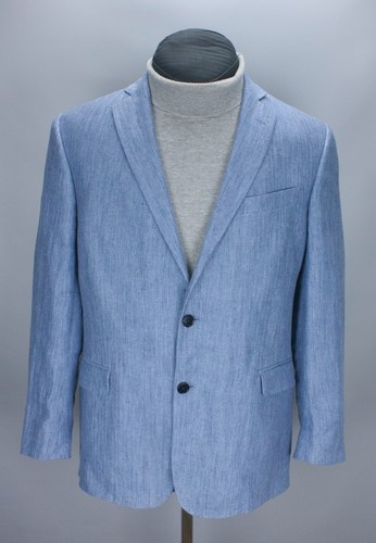 Brooks Brothers Men Regent Fit Linen 2Btn Sport Coat Blue Blazer Herringbone 42R