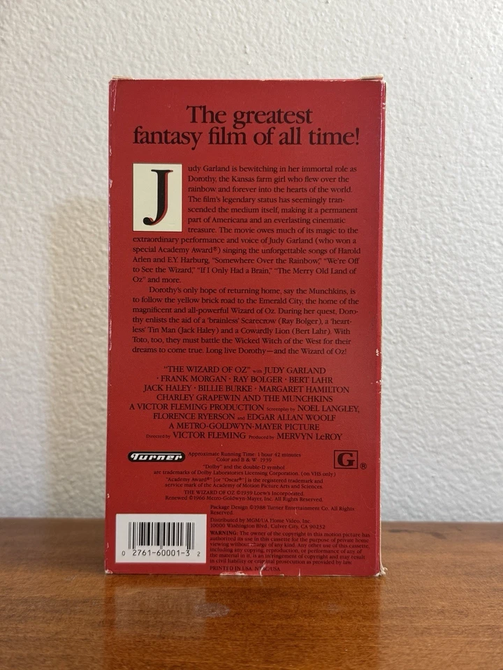 The Wizard Of Oz 1939 / VHS Victor Fleming Fantasy Rare Red Cover Foto 2 de 4