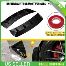 2Pcs Universal Glossy Black Car Exterior Side Fender Vent Air Wing Cover Trim