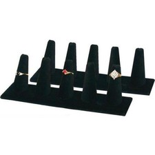 2 Black Velvet 5 Finger Ring Jewelry Displays 8" x 2"