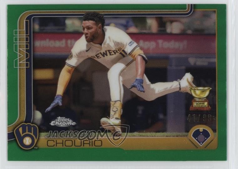 2025 Topps Chrome Green Refractor 41/99 Jackson Chourio #262 3a1