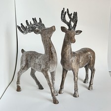 2 Glitter Holiday Deer Reindeer Buck Figurines Christmas 14 Retro 50 s Style