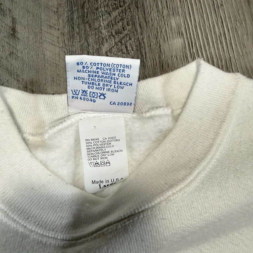 Vintage 80s Absolutely Active White Blank Crewneck Sweatshirt Men’s M/L USA - Image 4 of 4