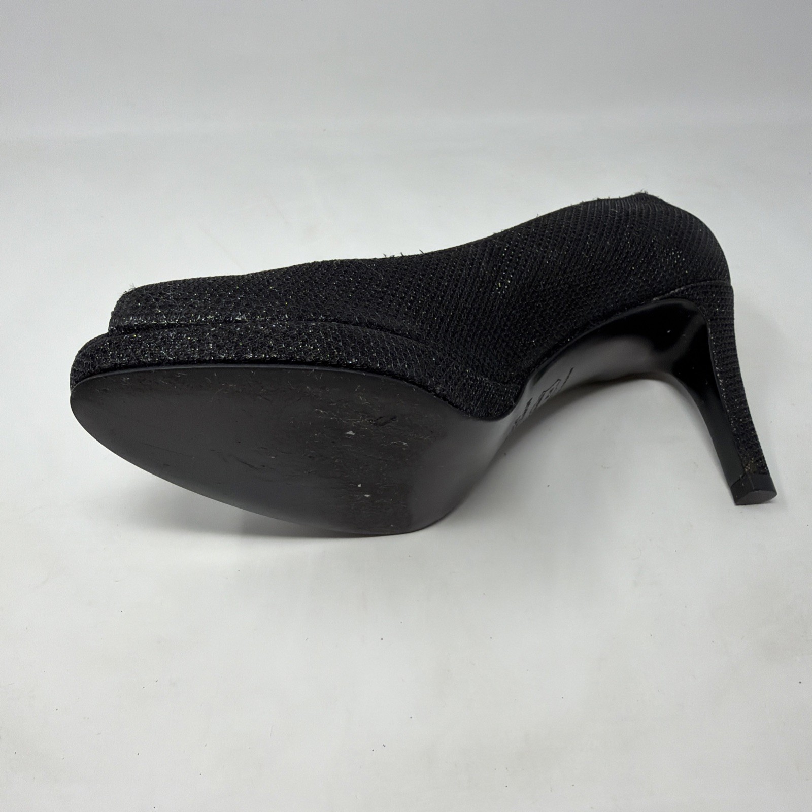 Stuart Weitzman Black Textured Open Peep Toe Heel… - image 14