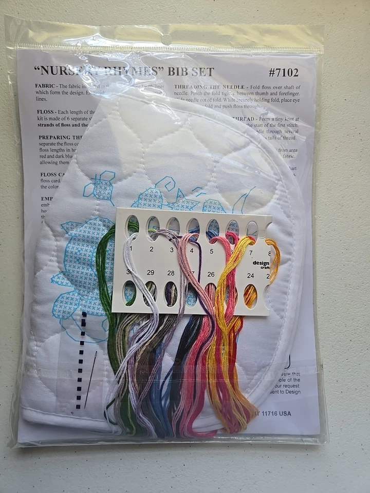 Design Works Stamped Bib Cross Stitch Kit 9"X14" 2 In Pkg-Nursery Rhymes - Image 4 of 4