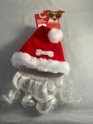 Party Dog Elf Hat Collar Santa Christmas Costume Size Small Medium