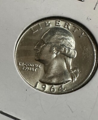 1964 D Washington Quarter Unc. 90% SILVER Double Die Obverse And