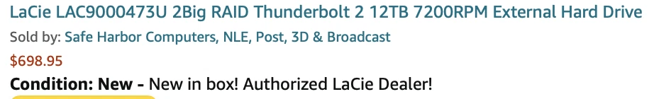 LaCie 2big 12TB 2-Bay Thunderbolt  USB 3.0 Type-A 2 RAID Array (2 x 6TB) 7200RPM - Image 2 of 2