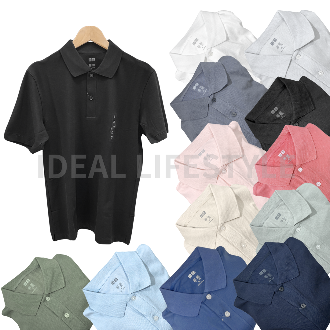 UNIQLO AIRism Cotton Pique Polo Shirt S-4XL Cool-Touch Collared