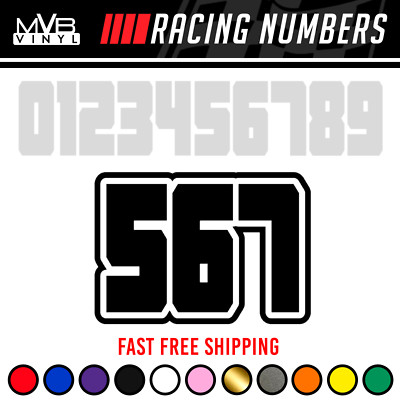 Bike Racing Stickers Numbers Racing Numbers Outline Vinyl Decal Sticker | Dirt Bike BMX Plate ...