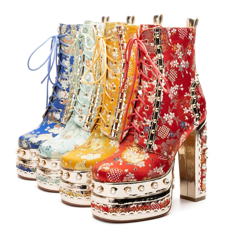 Boots with shop pearls on heel